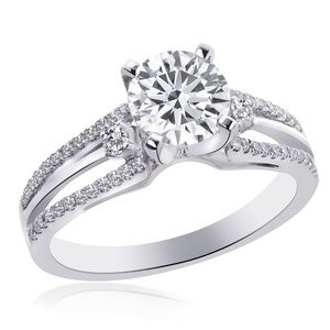 1.50 Carat Natural Round Diamond Split Shank Ring